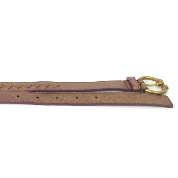 NWOT BOTTEGA VENETA ITALY GOLD MAUVE GENUINE LEATHER SKINNY DRESS BELT 34" (R4 - Picture 11 of 12